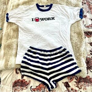 Vintage towel Terry nautical striped beach shorts from Reformation